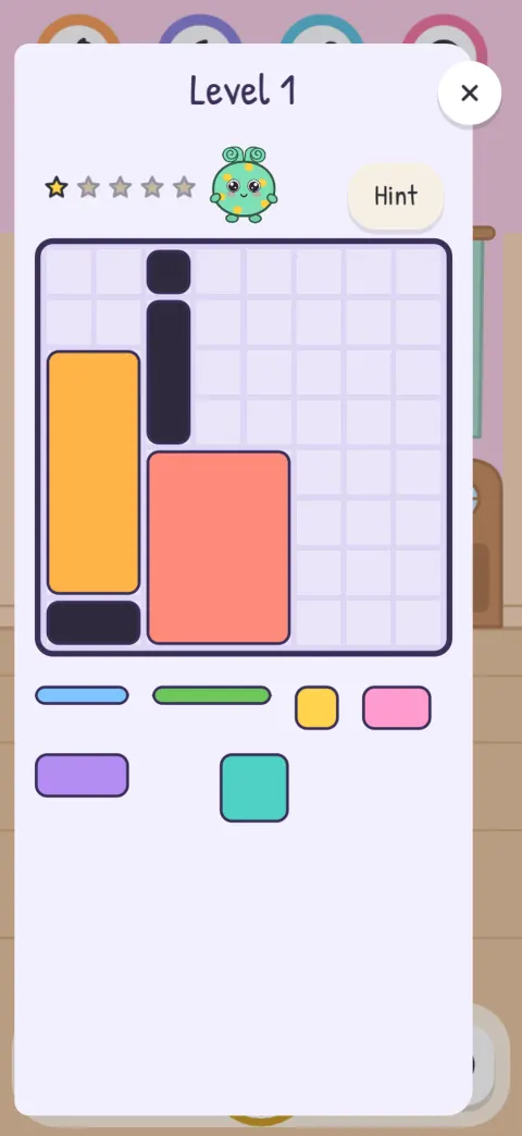 The first level of Block Fit, a block-fitting puzzle